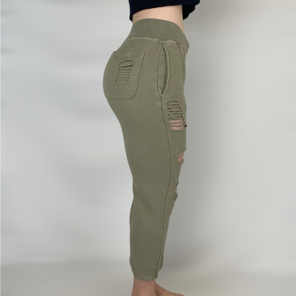 NSF Destroyed Sweatpant Mid Rise Jogger Casual Size Small Made in USA Cotton - Picture 3 of 8